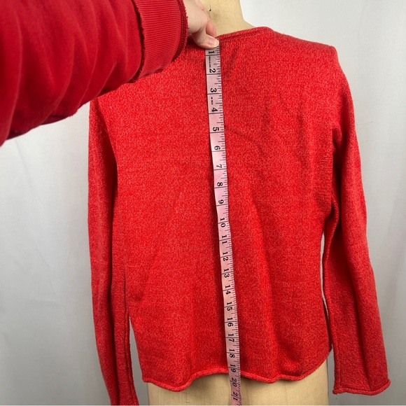 Sundance Red Orange Long Sleeve Button Cotton Silk Sweater Top Size Petite Large - Picture 6 of 10